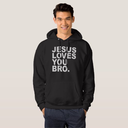 Jezus houdt van je Bro - Christelijke gelovigen ho Hoodie (Voorkant volledig)