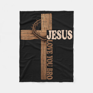Jezus houdt van je, Bro Cross Christelijk Faith Go Fleece Deken