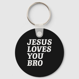 Jezus houdt van je Bro, Grappig Christelijk Geloof Sleutelhanger