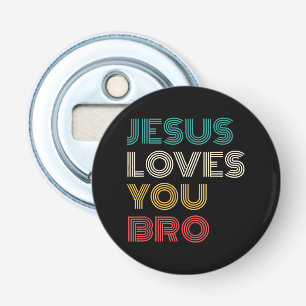 Jezus houdt van je Bro, Grappige Christelijke gelo Button Flesopener