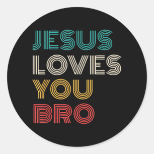 Jezus houdt van je Bro, Grappige Christelijke gelo Ronde Sticker
