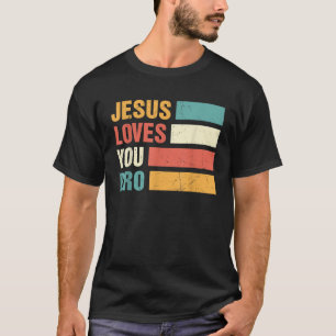 Jezus houdt van je bro retro Christelijk T-shirt