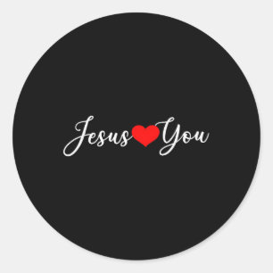 Jezus houdt van je - Christelijk Ronde Sticker