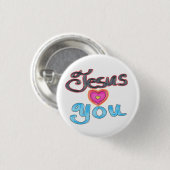 ‘Jezus houdt van je’ Christelijke quote White Ronde Button 3,2 Cm (Voorkant /achterkant)