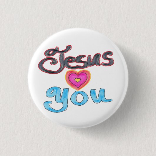 ‘Jezus houdt van je’ Christelijke quote White Ronde Button 3,2 Cm (Voorkant)