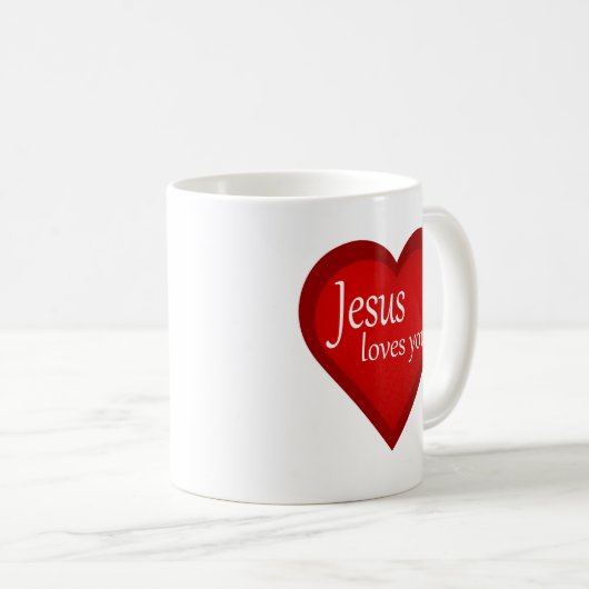 Jezus houdt van je hart positieve Mok (Voorkant rechts)