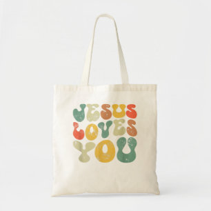  Jezus houdt van je Jezus Christelijke Mannen Vrou Tote Bag