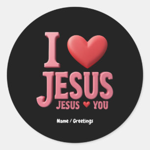 Jezus houdt van je, Jezus houdt van je, een Christ Ronde Sticker
