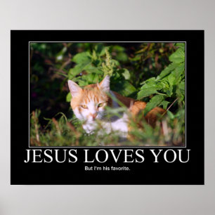 Jezus houdt van je kat poster