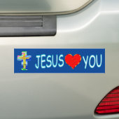 Jezus houdt van je met Christelijk kruis Bumpersticker (Op auto)