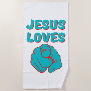 Jezus houdt van je op geloof gebaseerde Quote Beac Strandlaken