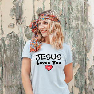 Jezus houdt van je Rode Hart T-shirt