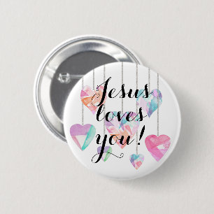 Jezus houdt van je! ronde button 5,7 cm
