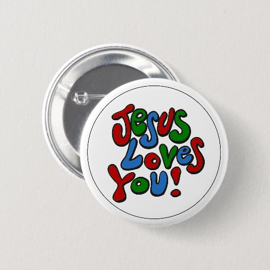 Jezus houdt van je ronde button 5,7 cm (Voorkant /achterkant)