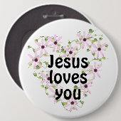 Jezus houdt van je ronde button 6,0 cm (Voorkant /achterkant)