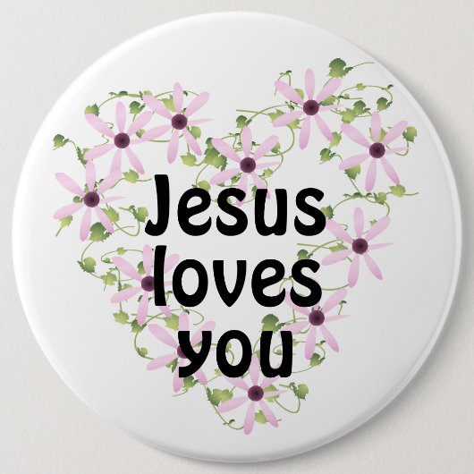 Jezus houdt van je ronde button 6,0 cm (Voorkant)