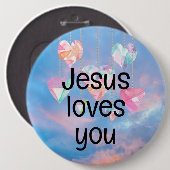 Jezus houdt van je ronde button 6,0 cm (Voorkant /achterkant)
