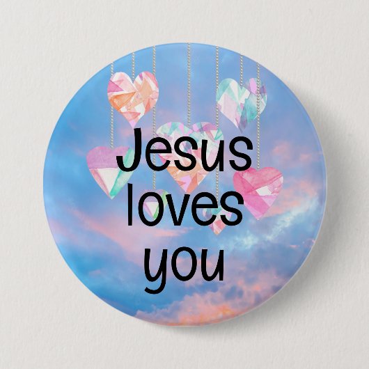 Jezus houdt van je ronde button 7,6 cm (Voorkant)