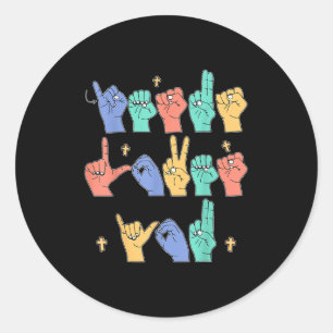 Jezus houdt van jou Asl Christelijke Jezus Peuter Ronde Sticker