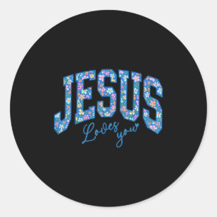 Jezus Houdt van Jou, Bijbel God Geloof Kerk Christ Ronde Sticker
