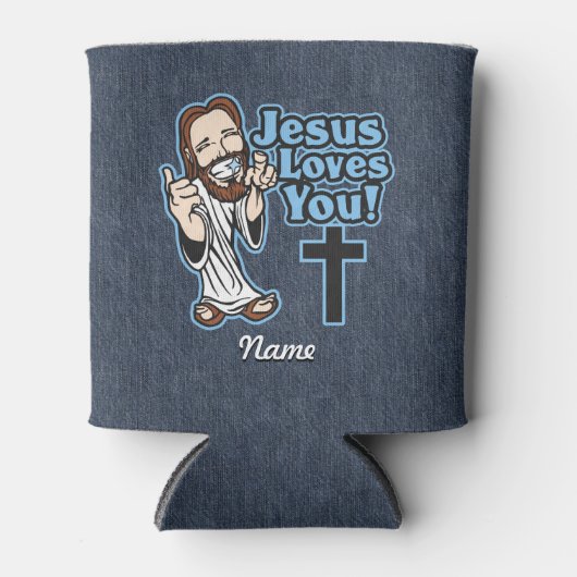 Jezus houdt van jou blikjeskoeler (Voorkant)