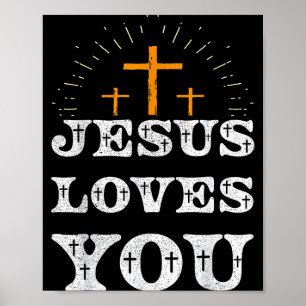 Jezus Houdt Van Jou Christelijk Kruis Geloof Poster