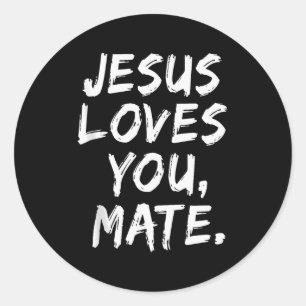 Jezus Houdt Van Jou Kerkelijk Christen Gelovige Go Ronde Sticker