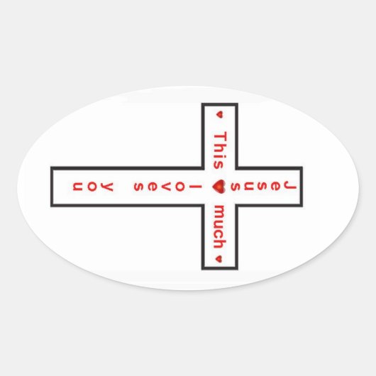 Jezus houdt van jou ovale sticker (Voorkant)
