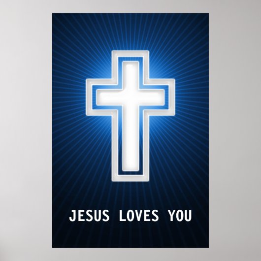 Jezus houdt van jou | Religieus kruis Poster (Voorkant)