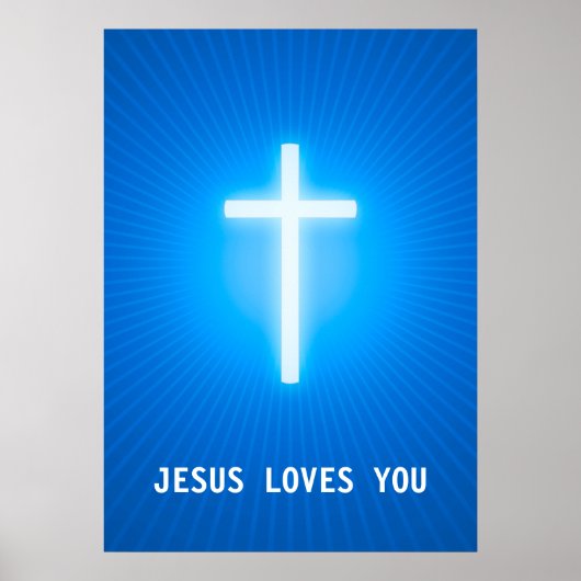 Jezus houdt van jou | Religieus kruis Poster (Voorkant)