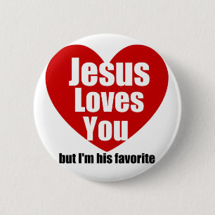Jezus houdt van jou ronde button 5,7 cm
