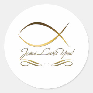 Jezus houdt van jou ronde sticker