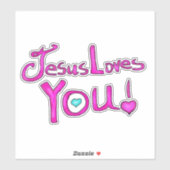 Jezus Houdt Van Jou Roze  Sticker (Vel)