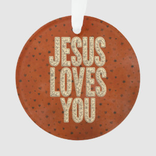 Jezus Houdt Van Jou Rustieke Christelijke Aanmoedi Ornament