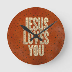 Jezus Houdt van Jou Rustieke Christelijke Aanmoedi Ronde Klok