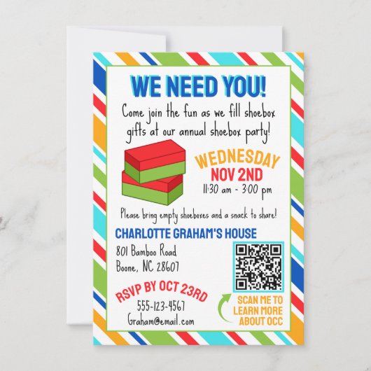 Jezus houdt van jou - Shoebox Party nodigt uit Kaart (Voorkant)