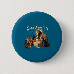 Jezus houdt van katten Christelijke kattenliefhebb Ronde Button 5,7 Cm