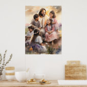 Jezus houdt van kinderen poster (Keuken)
