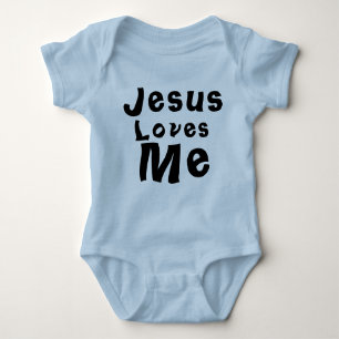 Jezus houdt van me Baby Boy Blue Bodysuit One Piec