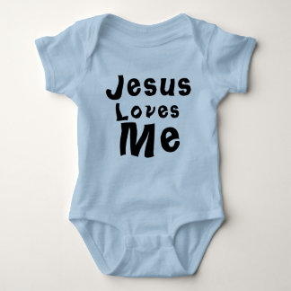 Jezus houdt van me Baby Boy Blue Bodysuit One Piec
