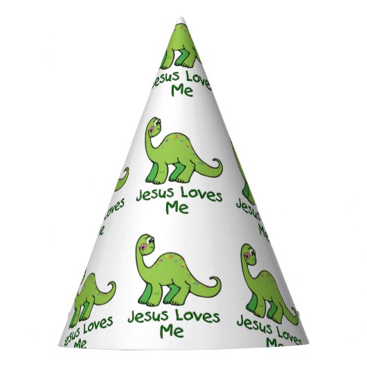 Jezus houdt van me Dinosaur Feesthoedjes (Voorkant)