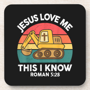 Jezus houdt van me Dit Ik ken graafmachine Christe Bier Onderzetter