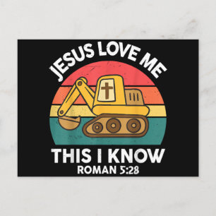 Jezus houdt van me Dit Ik ken graafmachine Christe Briefkaart