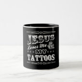 Jezus houdt van me koffiebeker tweekleurige koffiemok (Center)