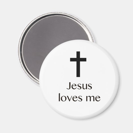 Jezus houdt van me kruis witte magneet (Voorkant / Achterkant)