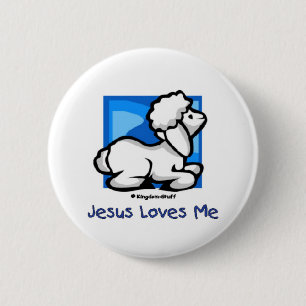 Jezus houdt van me Lamb Ronde Button 5,7 Cm