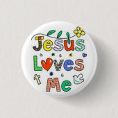 Jezus houdt van me ronde button 3,2 cm (Voorkant)
