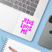 Jezus houdt van me sticker (Laptop met iPhone)
