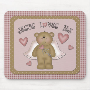 Jezus houdt van me teddybeer engel mousepad muismat