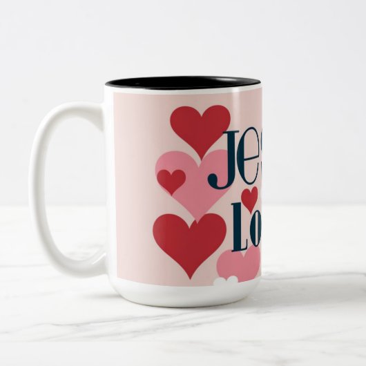 Jezus houdt van me tweekleurige koffiemok (Links)